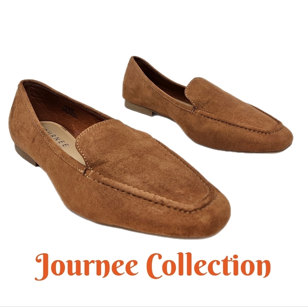 Journee Collection Tullie Loafers Brown-Orange Faux Suede Casual Comfort Womens